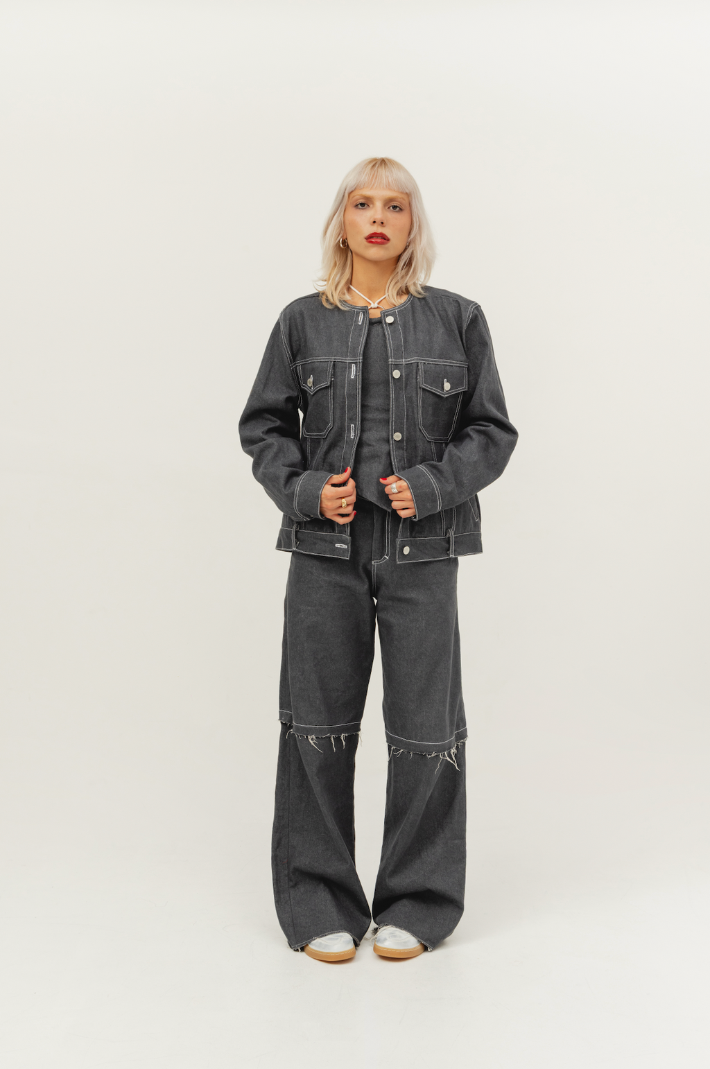 The Collarless Denim Jacket