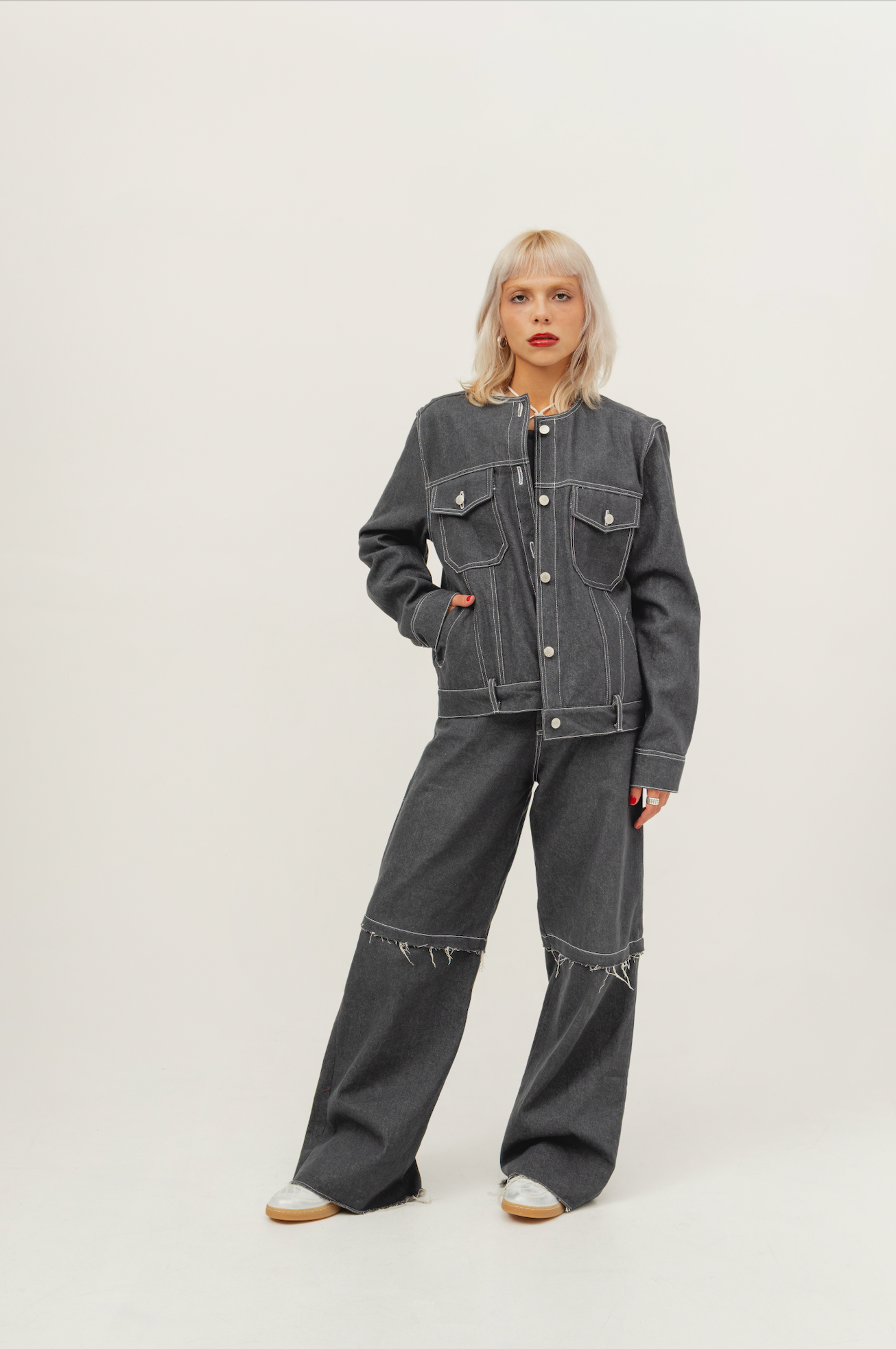 The Collarless Denim Jacket